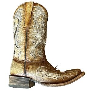 Corral Teen Western Cowgirl Boots Silver Glitter Distressed Brown Leather Girl 2